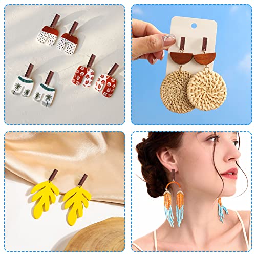 Wood Earring Posts for Jewelry Making,80Pcs Wood Earring Studs Earring Findings Wooden Stud Earring Posts Earring Pin Studs Bulk with Earring Backs for DIY Jewelry Making Earrings Making Supplies - color: Rectangle-80Pcs
