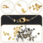 Crimp Beads for Jewelry Making, Teaaha 1000 PCS Plated Brass Crimping 4 Colors Bead Crimp Tubes String Bracelet End Loose Stopper Beads Tube Crimping Bead for Earring Necklace Pendant DIY (1.5x1.5mm)