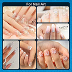 BELLEBOOST Nail Art Rhinestone Glue Gel&2 Boxes Flatback Gems Kit, 1 Tube of 15ml Rhinestone Gel Glue(UV/LED Needed)+Round Clear Gems+Flat-Back Half Round White&Beige Pearls with Pickup Tools - color: A12-Clear+ White&Beige Pearls