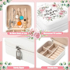 Kacctyen 12 Pieces Best Mom Ever Mini Travel Jewelry Case Bulk Mother's Day Church Gifts Watercolor Flowers Women Party Favor Gift for Secretary Girls Leather Travel Jewelry Case - color: Green Leaves and Flowers
