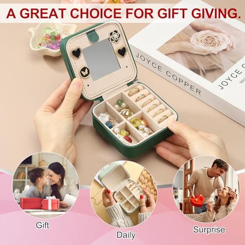 PATIKIL Travel Jewelry Case, K Initial Small Travel Jewelry Box Organizer Rings Earrings Storage Case Personalized Gifts for Women Girls Birthday Christmas Bridesmaid Gifts, Dark Green - style: K