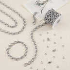 YOUBEIYEE 6.5 Feet Silver Chains Bulk Oval Link Chain Roll Chunky Stainless Steel Chain for Jewelry Making - color: Circle Silver