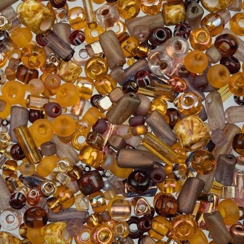 50g John Bead Bead Bar Assorted Topaz Brown Mix Czech Glass Seed Beads for DIY Crafts Jewelry Friendship Bracelet Necklace Earrings Phonecharm Making - color: Topaz Brown Assorted Mix