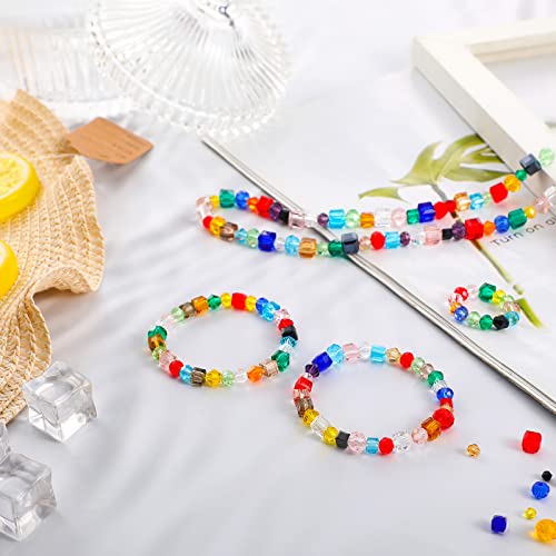 Inbagi 1000 Pieces Glass Beads Bulk Assorted Crystal Beads for Jewelry Making Faceted Bicone Cube Rondelle Spacer for DIY Crafts Bracelets Necklace Pendants Making Supplies