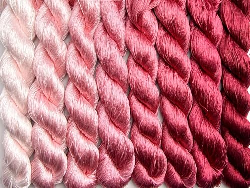 100% Nature Mulberry Handmade Embroidery Silk Thread Woven Jewelry Accessory Artificial Flowers Cross Stitch Floss DIY Sewing Kits 8 Gradient Colors 22m Each (35) - color: 35