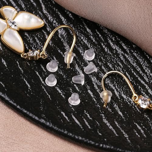 Silicone Earring Backs, 200 Pieces Clear Hypoallergenic Stoppers for Stud, Post, Hoop, Fishhook Earrings