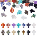 28 Pcs Cross Beads for Jewelry Making Turquoise Cross Gemstone Beads Small Crystal Crucifix Bead Charms for Easter Holiday Eid Mubarak Ramadan Christmas Necklace Jewelry Making 11-13mm - color: 14 Colors-Gemstone