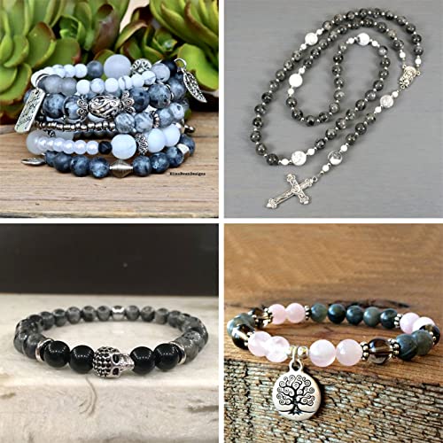 Craftdady 4 Strands Natural Gemstone Beads 6-12mm Undyed Black Labradorite Round Beads Loose Energy Healing Power Stone Beads for DIY Bracelets Necklaces Earrings Jewelry Crafts, About 178pcs - color: Black Labradorite