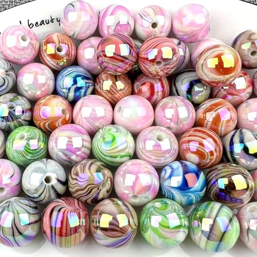 50-100pcs 8-10mm Water Wave Round Beads Colorful Crystal Bracelet Beads Ball Loose Spacer Handmade Craft Decorative Bead for Jewelry Making DIY Craft (Mix-10mm-50pcs) - size: Mix-10mm-50pcs
