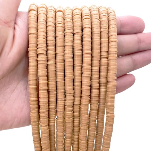 10 Strands Clay Bead, Neutral Heishi Beads for Bracelet Stack, Earth Tone for Adults, Kit for Friendship Bracelets(Camel) - color: Camel