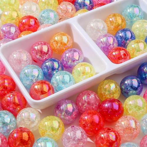 20mm Acrylic Beads 180pcs Chunk Bubblegum Bead Multicolor Crack Pen Ball Beads for Pen Bag Jewelry Making Necklace Bracelets (ab Crack) - color: orange&black