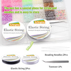 EuTengHao 16800pcs Tube Beads Kit Glass Bugle Seed Beads Small Craft Beads for DIY Crafting Jewelry Making Supplies (3mm, 350 Per Color, 48 Colors)