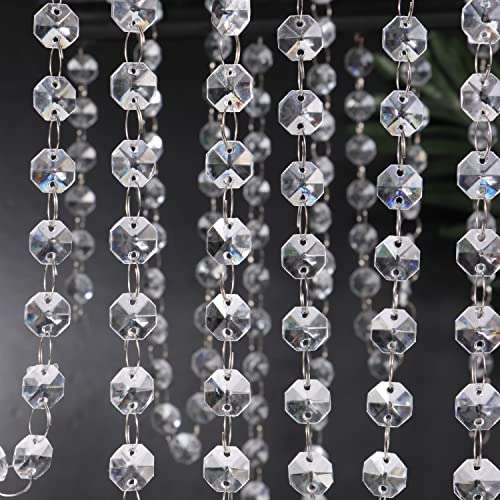 16.5 Feet Hanging Clear 14mm Daimond Acrylic Crystal Garland for Manzanita Tree Centerpiece, Chandelier Bead Lamp Chain, Christmas/Wedding Party Decoration and DIY Craft Jewelry Decoration