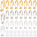1 Box 36Pcs Clip-on Earring Converter Silver Clip Earrings Backs Brass Rose Gold Non Pierced Clip on Earring Component with Pads Earring Clips for Jewelry Making Supplies DIY Craft Beginner - color: Mixed Colors