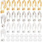 1 Box 36Pcs Clip-on Earring Converter Silver Clip Earrings Backs Brass Rose Gold Non Pierced Clip on Earring Component with Pads Earring Clips for Jewelry Making Supplies DIY Craft Beginner - color: Mixed Colors