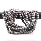 4mm Natural Map Stone Round Loose Stone Beads for Jewelry Making DIY Crafts Design 1 Strand 15" APPR.98-100pcs - color: Map Stone, size: 4mm