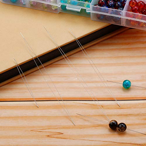 WILLBOND 30 Pcs 6 Size Big Eye Beading Needles Collapsible Seed Bead Threader Embroidery Stainless Needles Set with Bottle for Jewelry Making, Bracelets, Crafts, Embroidery and Hand Sewing