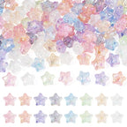 Craftdady 100Pcs Iridescent Star Beads Transparent Acrylic Star with Bowknot Beads Mixed Color Small Star Spacer Bead for Jewelry Bracelet Necklace Making DIY Crafts Hole: 2.8mm - color: Mixed Color, Star&Bowknot