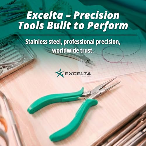 Excelta 2843 Medium Round Nose Plier, Jewelry Tool for Safe Wire Loops, Rings, and Wraps, Ideal for Gold, Silver, and Copper Crafts, Electronics Repair, Bench Work, and Small Tool Sets - size: 5.75 Inch, style: Cushioned Grip, Small Nose, 2843