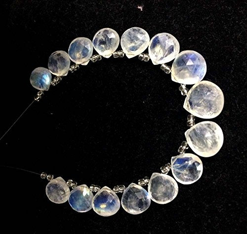 AAA RAINBOW MOONSTONE FACETED HEART SHAPE BRIOLETTES BEADS, RAINBOW MOONSTONE LOOSE GEMSTONE 5MM-7MM