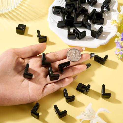Craftora 30Pcs 20mm Black Large Letter Beads, Acrylic Big Alphabet Beads, Chunky Initial Letter L Bead with Large Hole for Friendship Bracelets Keychain Bag Charms Shoelaces - color: Letter L