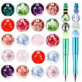 20Pcs 16mm Luminous Rose Focal Round Beads for Pens Flowers Fancy Space Beads for DIY Craft Beadable Pens Keychain Bracelet Necklace Earrings Jewelry Making - color: Rose