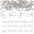 38Pcs Platinum Toggle Clasp, 19 Styles Bracelet Closure Clasps IQ Toggle Clasps Oval Flower Heart Clasp Fastener Hook Toggles Connectors for Necklace Bracelet Jewelry Making - color: Platinum-19 Styles