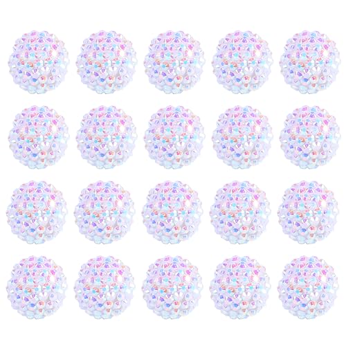 20mm Rhinestone Beads for Pens, 20pcs Chunky Large Spacer Bead for DIY Pens Phone Chain Keychain Candy Sparkle Bling Ball Beads Bulk(White) - color: AB White 20MM 20PCS, size: 20MM