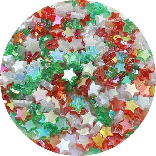 450 PCS Acrylic Star Shape Beads AB Colors Loose Pony Spacer Beads with Hole for Jewelry Making Necklace Earring Key Chains DIY Projects(Mixed White/Red/Green Series) - color: Mixed White/Red/Green Series