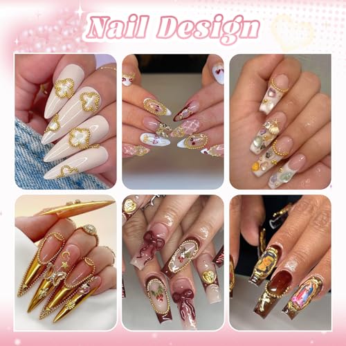 1-3MM Mini Small Nail Beads Metal Caviar Beads Gold Nail Charms and Gems Ball, Nail Balls for Nail Art Accessories Supplies Gold Rhinestones for Women Manicure - color: 13 Small Gold Nail Beads