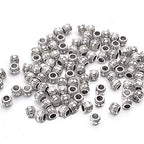 BronaGrand 100pcs Tibetan Silver Spacer Beads Large Hole Beads Charms Hollow Tube Bead for DIY Necklace Bracelets - color: Silver