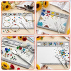 Asofelk Bead Mats for Jewelry Making 2Pcs, Grey Felt Beading Board with Scoop Tweezers, Non-Slip Fabric Bead Tray for Organizing Seed Beads & Jewelry Findings, Portable Jewelry DIY Crafting Tool Set