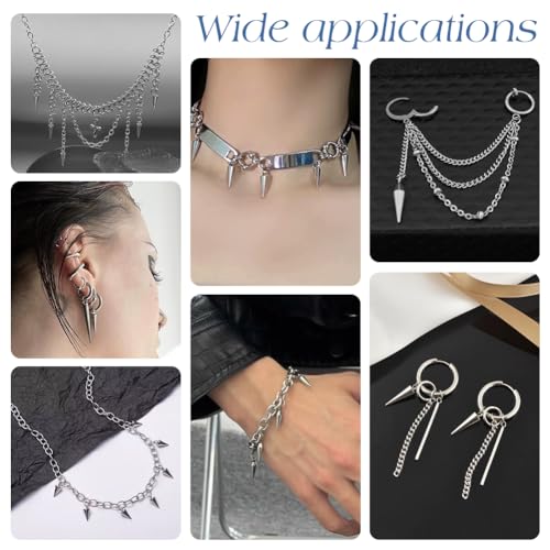 UNICRAFTALE Cone Charms Stainless Steel Spike Charms Punk Style Charm Spike Pendants Dangle Charm for DIY Necklace Earring Bracelet Jewelry Making - size: 10/15/16.5/18.5mm Long