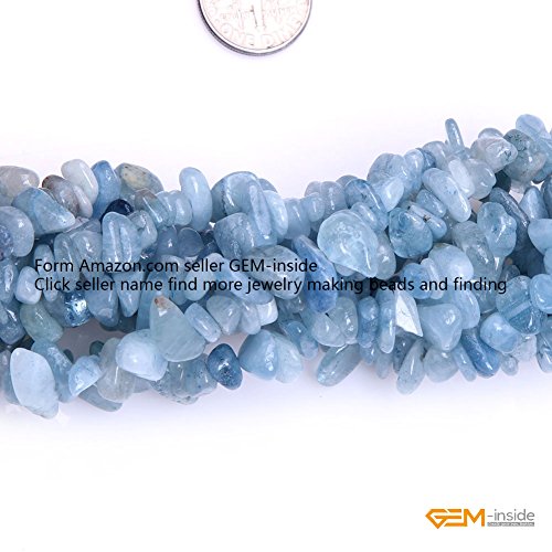 GEM-Inside Aquamarine 7-8MM Natural Chips Beads Strand Gemstone Beads Energy Stone Power for Jewelry Making 34 Inches - color: Aquamarine