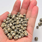 NCB 100pcs 6mm Dalmation Spot Jasper Beads Natural Semi Precious Beads Round Smooth Gemstones Loose Spacer Beads Charms for Necklaces Bracelets Jewelry Making (Dalmation Spot Jasper, 6mm 100Beads) - color: Dalmation Spot Jasper, size: 6mm 100Beads