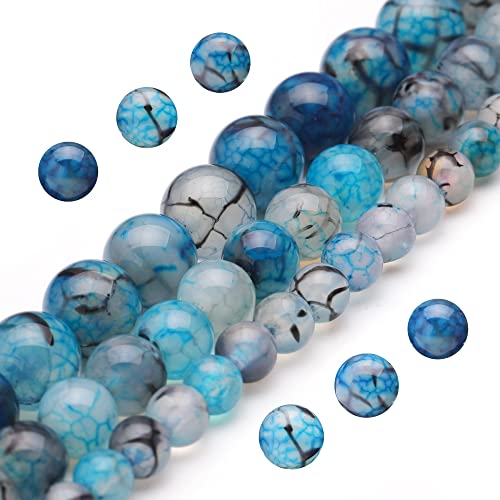 Youngbling Natural Gemstone Beads for Jewelry Making,6mm Dragon Vein Agate Polished Round Smooth Stone Beads for Bracelet Necklace 15 Inch - color: Dragon Vein Agate, size: 6mm