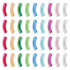 50 pcs Acrylic Tube Beads for Jewelry Making Rainbow Bangle Acrylic Beads Two Tone Curved Chunky Tube Bead for Bracelets Earring Crafts - color: Mixed Color-5