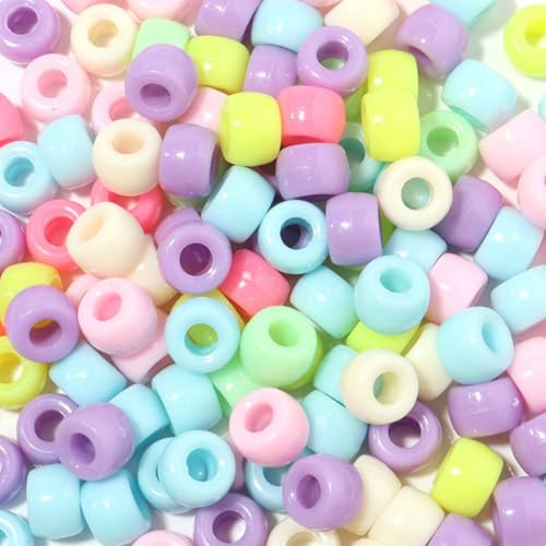 Jexine 10500 Pcs Pony Beads Bulk Plastic Beads for Bracelet Making Hair Braids DIY Necklace Jewelry Making Projects(Round,Macarons Color) - color: Macarons Color, style: Round