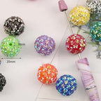 30PCS 20MM Bubblegum Beads for Pens, Mixed Color Snowflake Rhinestones Disco Ball Chunky Large Acrylic Round Beads for Bag Focal Beadable Pen Keychain Making Jewelry Bracelet Making DIY Crafts - color: Snowflake Rhinestones