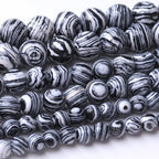 8MM Black and White Peacock Turquoise Round Loose Beads Natural Gem Beads Crystal Energy Stone Beads for Jewelry Making DIY Bracelet Necklaces - color: Black And White Peacock Turquoise, size: 8MM