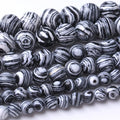6MM Black and White Peacock Turquoise Round Loose Beads Natural Gem Beads Crystal Energy Stone Beads for Jewelry Making DIY Bracelet Necklaces - color: Black And White Peacock Turquoise, size: 6MM