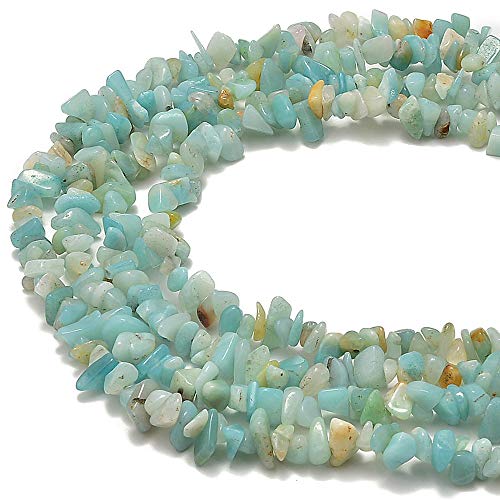 PLTbeads 5-8mm Natral Healing Gemstone Waist Bracelets Necklace Kit Irregular Stone DIY Crafts Design Jewelry Making 1 Strand per Bag Approxi 34 inch (Amazonite Chips) - color: Amazonite Chips