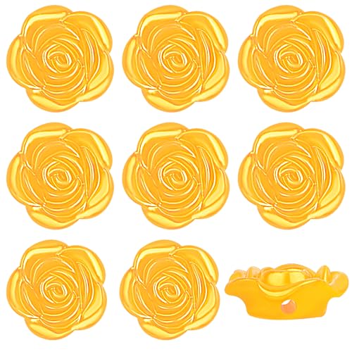 100pcs Rose Flower Beads ABS Plastic Roseflower Shape Spacer Beads Cute Roses Loose Beads Accessories for DIY Friendship Bracelet Necklace Jewelry Making Supplies, Golden Yellow - color: Golden Yellow