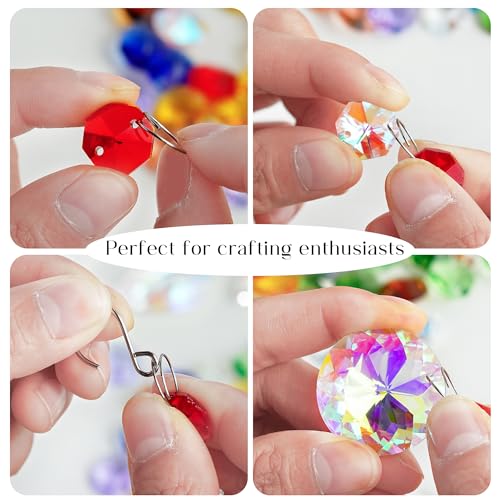 kanpura 164 Pcs DIY Suncatchers Kits Crystal Suncatcher Sun Catchers with Crystals Chandelier Prism Replacement Sun Catcher Beads for Windows Hanging - color: 12 Pcs,ab