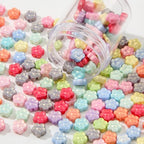 200pcs Acrylic Beads Colorful Flower Beads Colorful Cute Plum Blossom Beads for Necklace Bracelet Key Chains Jewelry DIY Craft Making(Flower) - color: pink&blue