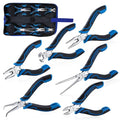 SPEEDWOX 6-Piece Mini Pliers Set - Needle Nose, End Cutting, Bent Needle Nose Diagonal, Long Nose and Linesman Pliers For Jewelry Making Beading,Craft Making Electronic Repair with Carrying Pouch - style: 6PCS A Set