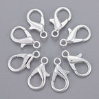 HDSupplies 50 Pieces - Lobster Clasps - Bright Silver Tone - 21x12mm w/ 2mm Hole - color: Bright Silver Tone, size: 21x12mm