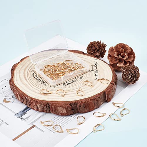 Beebeecraft 1 Box 50Pcs Leverback Earring Findings 24K Gold Plated Stainless Steel Interchangeable French Earring Hooks 16X10mm Dangle Ear Wire Clip for Jewelry Making - color: 16x10mm Gold Leverback Earring