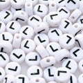 Amaney Letter Beads L 100pcs 7x4mm White Round Acrylic Black Alphabet for Bracelet Jewelry Making - color: L