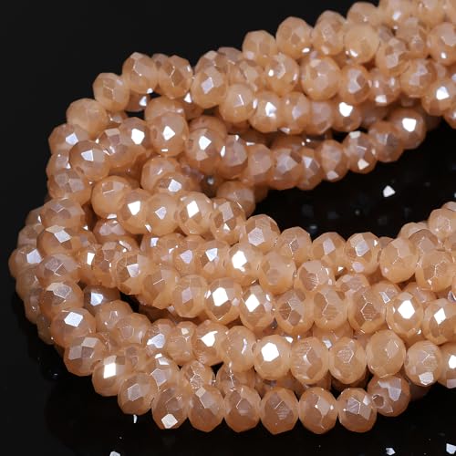 5 Strands 6mm 3750PCS Champagne Color Crystal Beads, Song Xi Porcelain Jade Glass Beads for Jewelry Making, Gemstone for Necklace Earring, Arts and Crafts,DIY, and Craft Supplies - color: Champagne Color, size: 6mm(5 Strands)